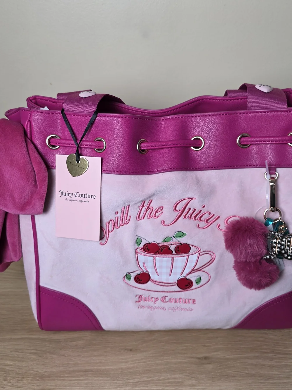 Juicy Couture Pink Clay Sweet Tea Party  Spill The Juice Tote